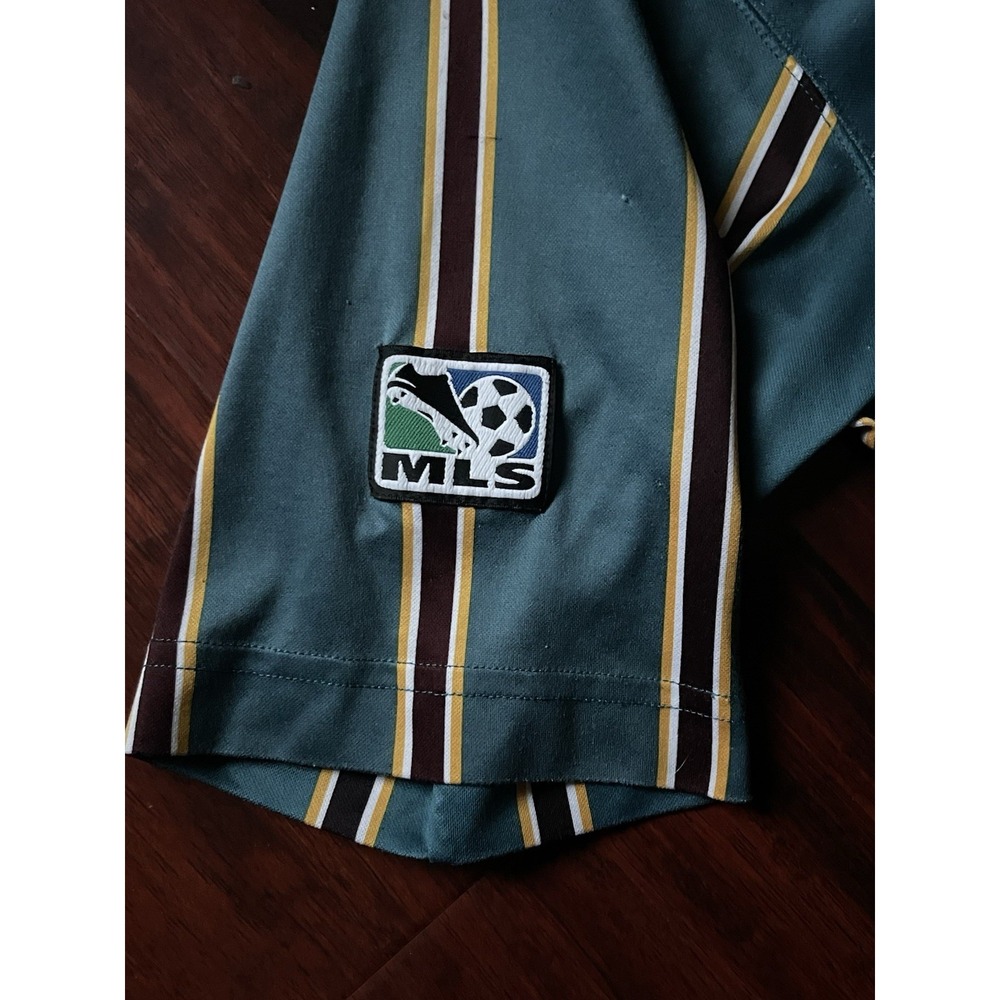 Vintage 1997 Nike Los Angeles LA Galaxy MLS Home Jersey Green Striped Mens Large - Picture 7 of 16